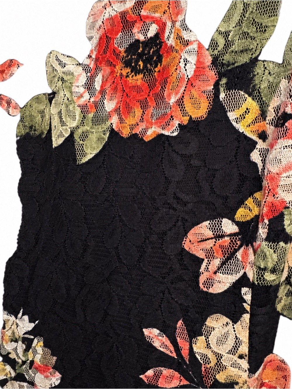 Nina Leonard Black Floral Lace Fit & Flare Midi Dress Size - Picture 5 of 7